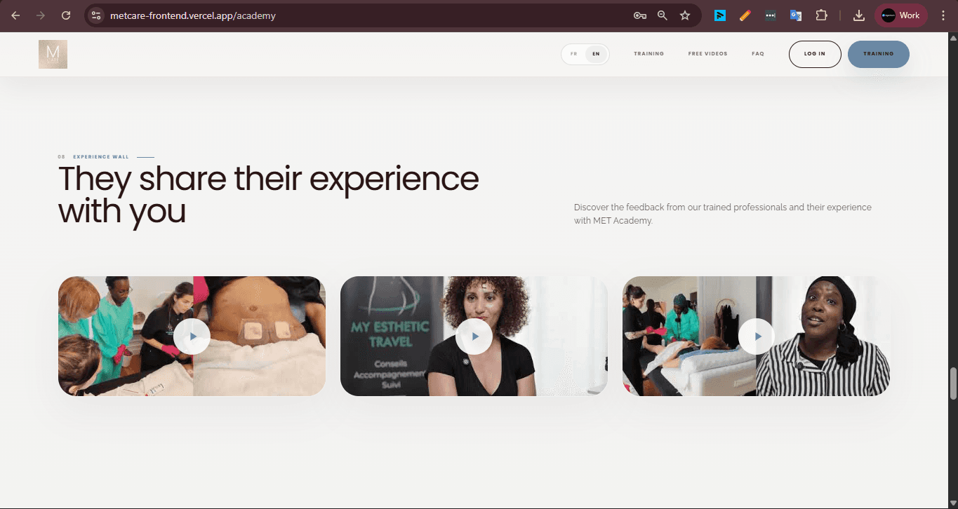MET Academy free intro videos section