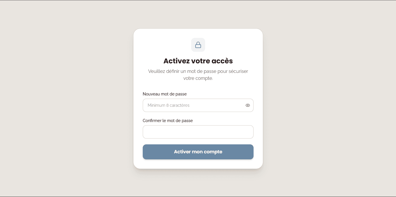 French-language account activation for admin-created students