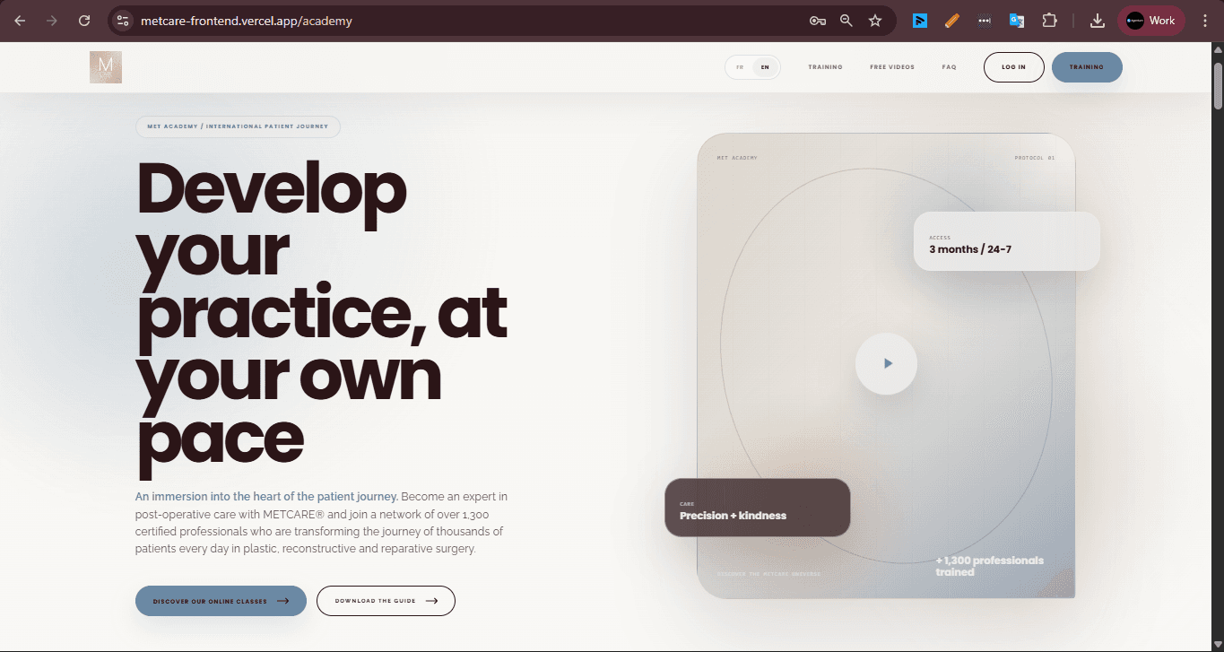 MET Academy LMS landing page hero